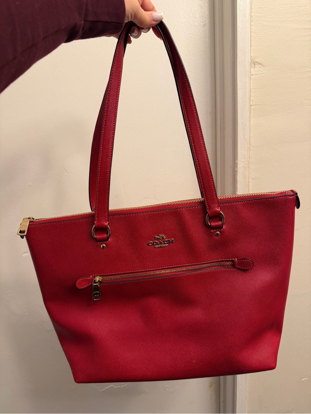 Coach Red Leather Tote Bag